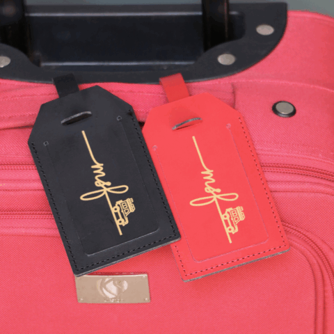 Lot de 2 étiquettes de bagage en cuir (rouge et noir) – MSF