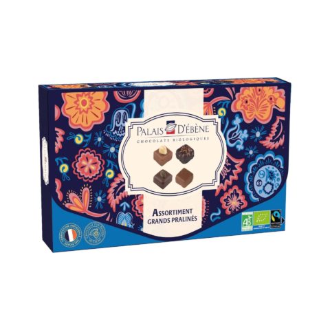 Assortiment de grands pralinés – Boite fleuri